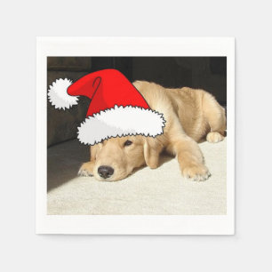 Serviette En Papier Chiot de Noël Golden Retriever