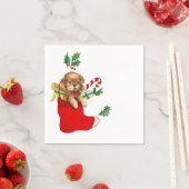 Serviette En Papier Chiot de Noël rétro (En situation)