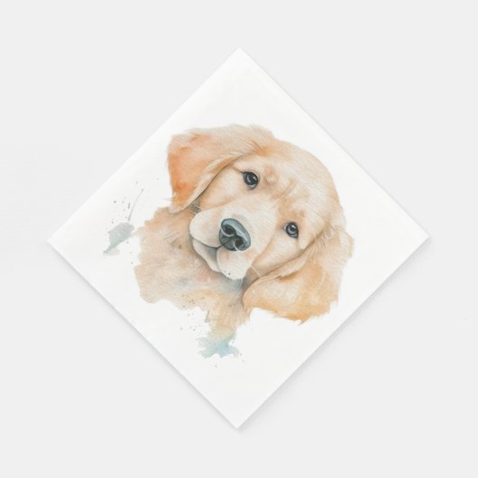 Serviette En Papier Chiot Golden Retriever aquarelle adorable chien (Coin)