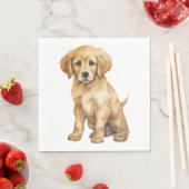 Serviette En Papier Chiot Golden Retriever Mignon Peinture Aquarelle C (En situation)
