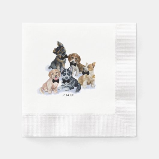 Serviette En Papier Chiot pur | Cravate noire Élégant Baby shower mign (Devant)