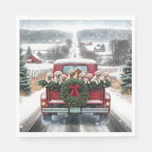 Serviette En Papier Chiots de Noël Golden Retriever