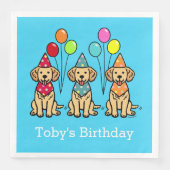 Serviette En Papier Chiots d'or Retriever Puppies Papier d'anniversair (Devant)