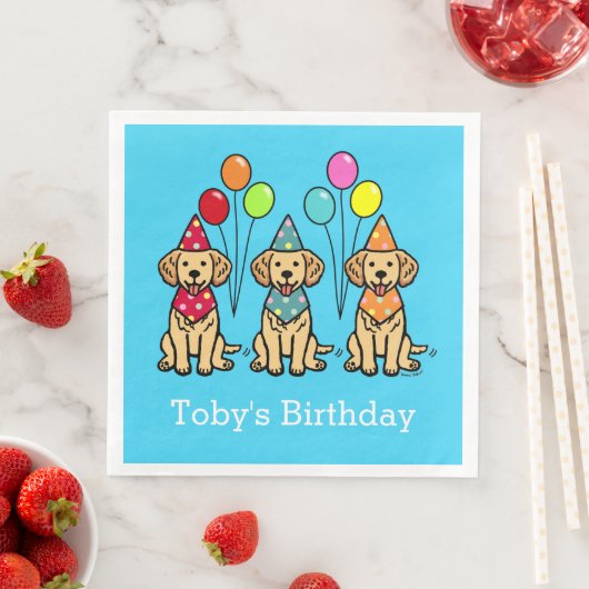 Serviette En Papier Chiots d'or Retriever Puppies Papier d'anniversair (En situation)