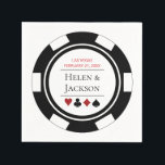 Serviette En Papier Chip de poker noir et blanc Mariage Las Vegas<br><div class="desc">Éblouissez vos invités en servant leur nourriture le long de ces jetons de poker noir et blanc Las Vegas sur le thème des serviettes en papier. Ils sont parfaits pour un dîner de répétition de casino ou pour les tables à la réception. Coordonner la papeterie et les fournitures de fête...</div>
