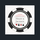 Serviette En Papier Chip de poker noir et blanc Mariage Las Vegas<br><div class="desc">Éblouissez vos invités en servant leur nourriture le long de ces jetons de poker noir et blanc Las Vegas sur le thème des serviettes en papier. Ils sont parfaits pour un dîner de répétition de casino ou pour les tables à la réception. Coordonner la papeterie et les fournitures de fête...</div>