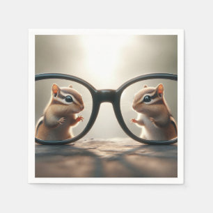 Serviette En Papier Chipmunks à travers de grandes lunettes noires