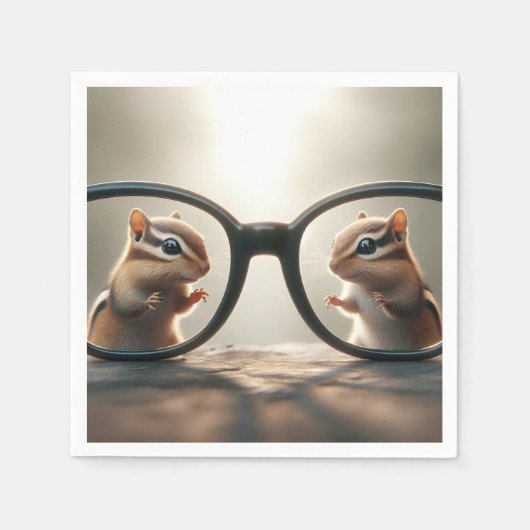 Serviette En Papier Chipmunks à travers de grandes lunettes noires (Devant)