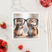 Serviette En Papier Chipmunks avec lunettes noires (En situation)