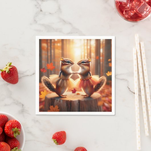 Serviette En Papier Chipmunks d'automne (En situation)