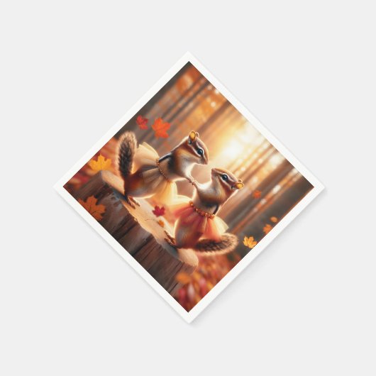 Serviette En Papier Chipmunks d'automne (Coin)