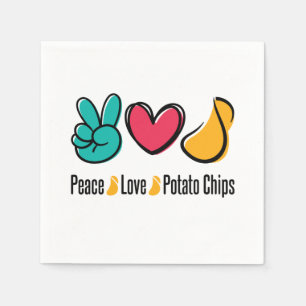 Serviette En Papier Chips de pommes de terre Peace Love