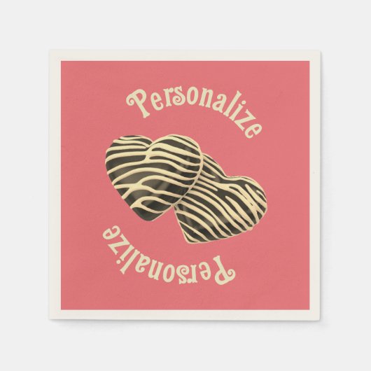 Serviette En Papier Chocolat bonbon coeur corail rose mignon amour (Devant)