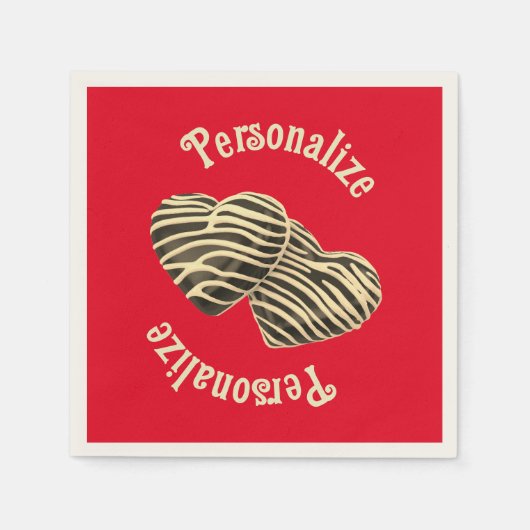 Serviette En Papier Chocolat bonbon coeur rouge amour mignon (Devant)