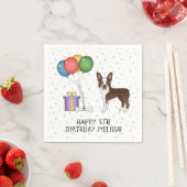 Serviette En Papier Chocolat Boston Terrier Cartoon Dog - Anniversaire (En situation)