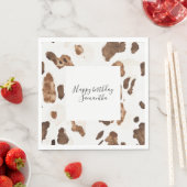 Serviette En Papier Chocolat Brown crémeux Vache Imprimer Animal Anniv (En situation)