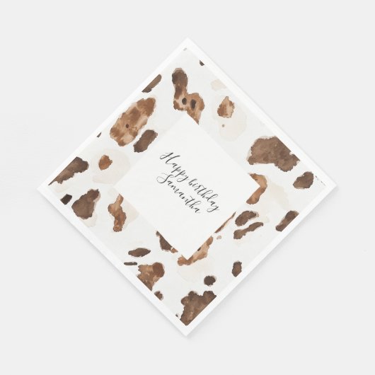 Serviette En Papier Chocolat Brown crémeux Vache Imprimer Animal Anniv (Coin)