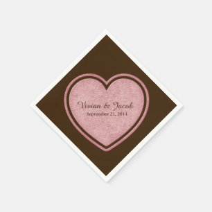 Serviette En Papier Chocolat Brown et rose personnalisé mariage servie