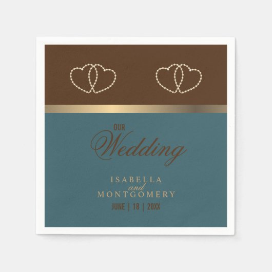 Serviette En Papier Chocolat Brown et sombre Turquoise (Devant)