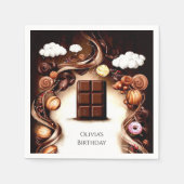 Serviette En Papier Chocolat Brown Whimsical Anniversaire (Devant)
