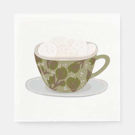 Serviette En Papier Chocolat Chaud Avec Marshmallows (Devant)