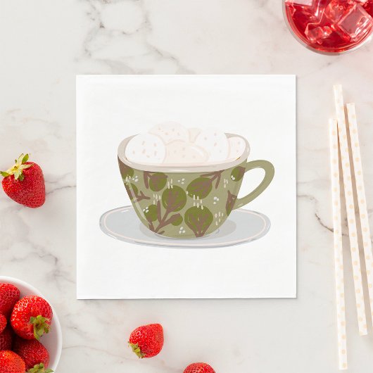 Serviette En Papier Chocolat Chaud Avec Marshmallows