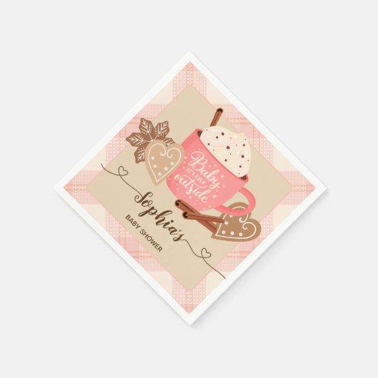 Serviette En Papier Chocolat chaud Baby shower d'hiver fille (Coin)