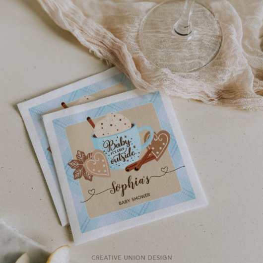 Serviette En Papier Chocolat chaud Baby shower d'hiver garçon