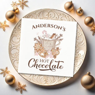 Serviette En Papier Chocolat chaud Beige Noël Nom Papier