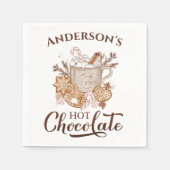 Serviette En Papier Chocolat chaud Beige Noël Nom Papier (Devant)