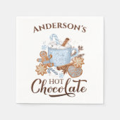 Serviette En Papier Chocolat chaud Bleu Noël Nom Papier serviettes (Devant)