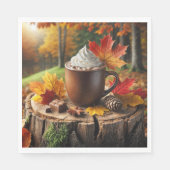 Serviette En Papier Chocolat Chaud D'Automne Sur La Pompe D'Arbre (Devant)
