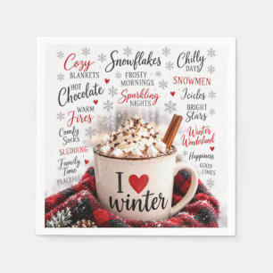 Serviette En Papier Chocolat chaud d'hiver avec nuage de mots