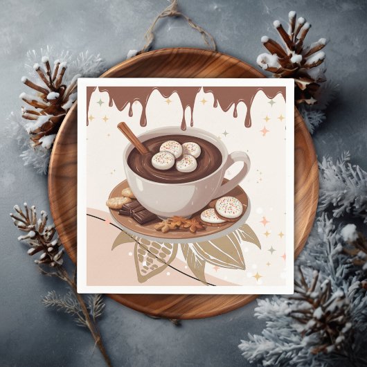 Serviette En Papier Chocolat chaud et biscuits Baby shower d'hiver