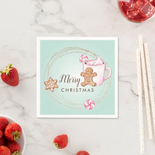 Serviette En Papier Chocolat chaud fête de Noël serviettes (En situation)