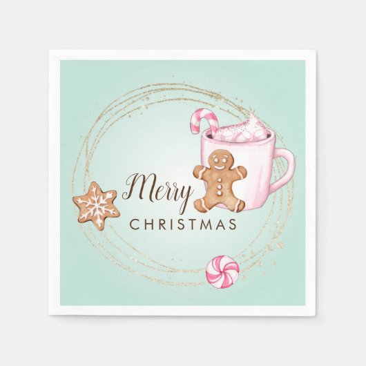 Serviette En Papier Chocolat chaud fête de Noël serviettes (Devant)