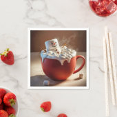 Serviette En Papier Chocolat chaud Snowman (En situation)