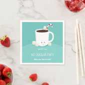 Serviette En Papier Chocolat chaud souriant cacao chaud Noël Turquoise (En situation)