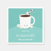 Serviette En Papier Chocolat chaud souriant cacao chaud Noël Turquoise (Devant)