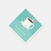 Serviette En Papier Chocolat chaud souriant cacao chaud Noël Turquoise (Coin)