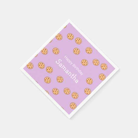 Serviette En Papier Chocolat chips biscuits d'anniversaire violet (Coin)