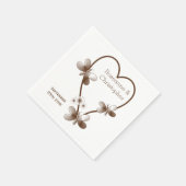 Serviette En Papier Chocolat Coeur Et Papillons Design Mariage (Coin)