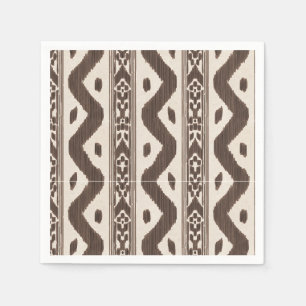 Serviette En Papier Chocolat Ikat sur Crème, Chariot de Bar Chaud