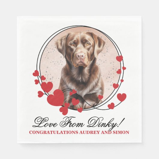 Serviette En Papier Chocolat Lab Valentine Mariage Chien Photo (Devant)
