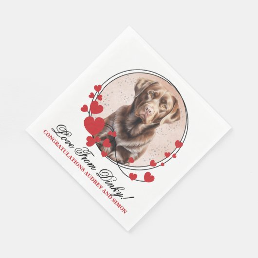 Serviette En Papier Chocolat Lab Valentine Mariage Chien Photo (Coin)
