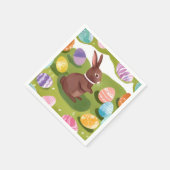 Serviette En Papier Chocolat Lapin de Pâques | Oeufs Pastel de printem (Coin)