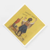 Serviette En Papier Chocolat Menier Petite fille Mur écriture (Coin)