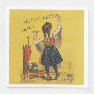 Serviette En Papier Chocolat Menier Petite fille Mur écriture