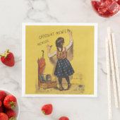 Serviette En Papier Chocolat Menier Petite fille Mur écriture (En situation)