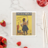 Serviette En Papier Chocolat Menier Petite fille Mur écriture (En situation)